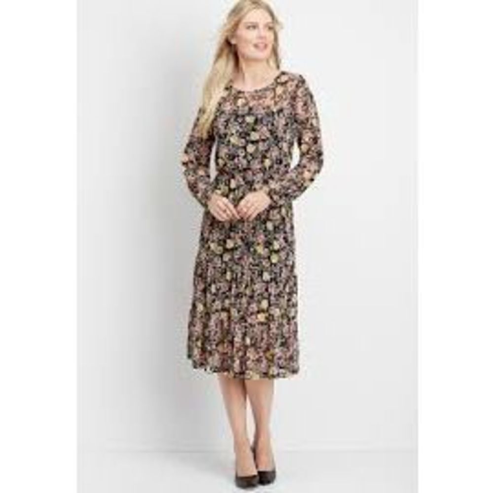 Floral Mesh Midi Dress size xs